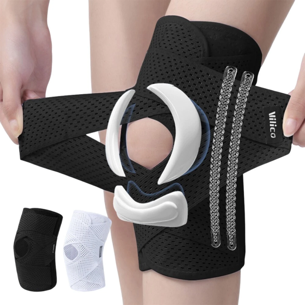 Shreeved Elastic Knee Pads Knee Support Joints Protector Fitness Gear Injury Recovery Brace Protector Non-Slip - Black (BUY 1 GET 1 FREE)