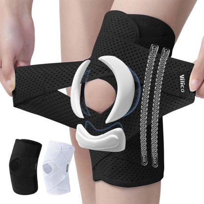 Shreeved Elastic Knee Pads Knee Support Joints Protector Fitness Gear Injury Recovery Brace Protector Non-Slip - Black (BUY 1 GET 1 FREE)